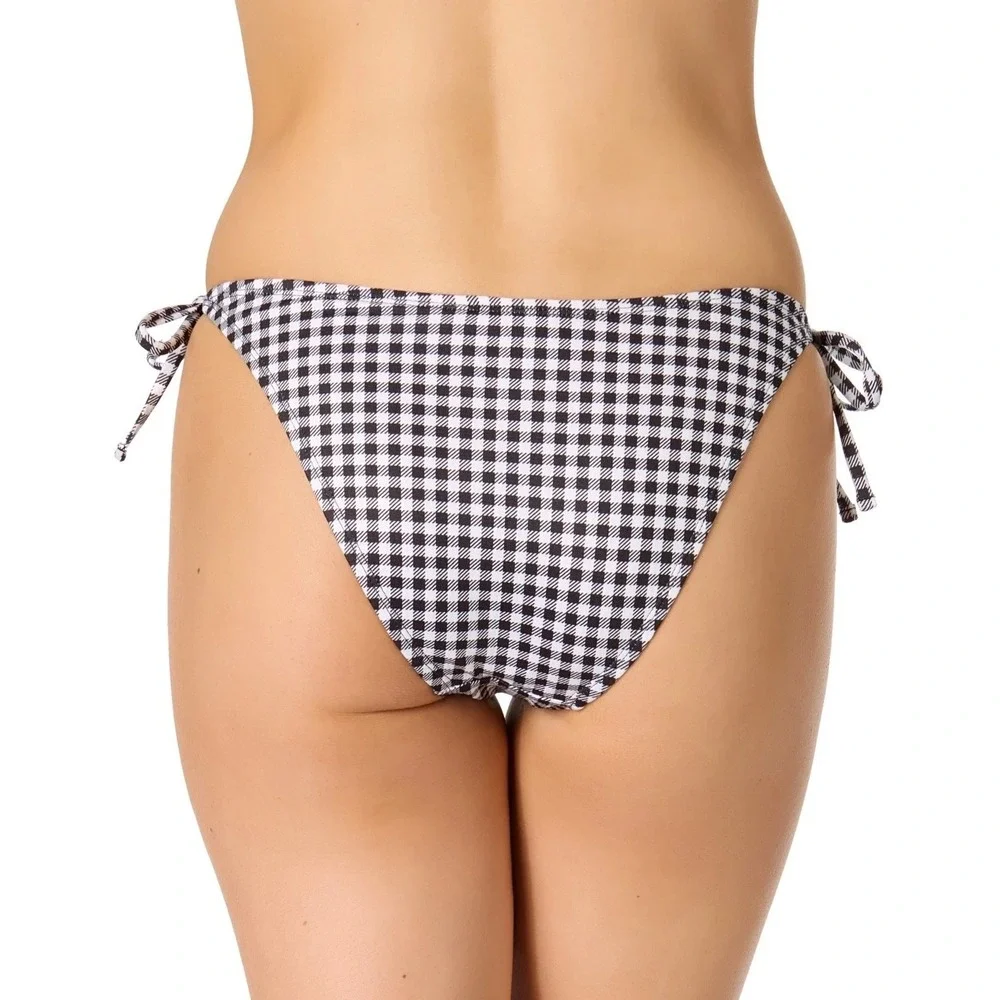 Salt + Cove Juniors Size Large Gingham Plaid Side-Tie String Bikini Bottoms 1387